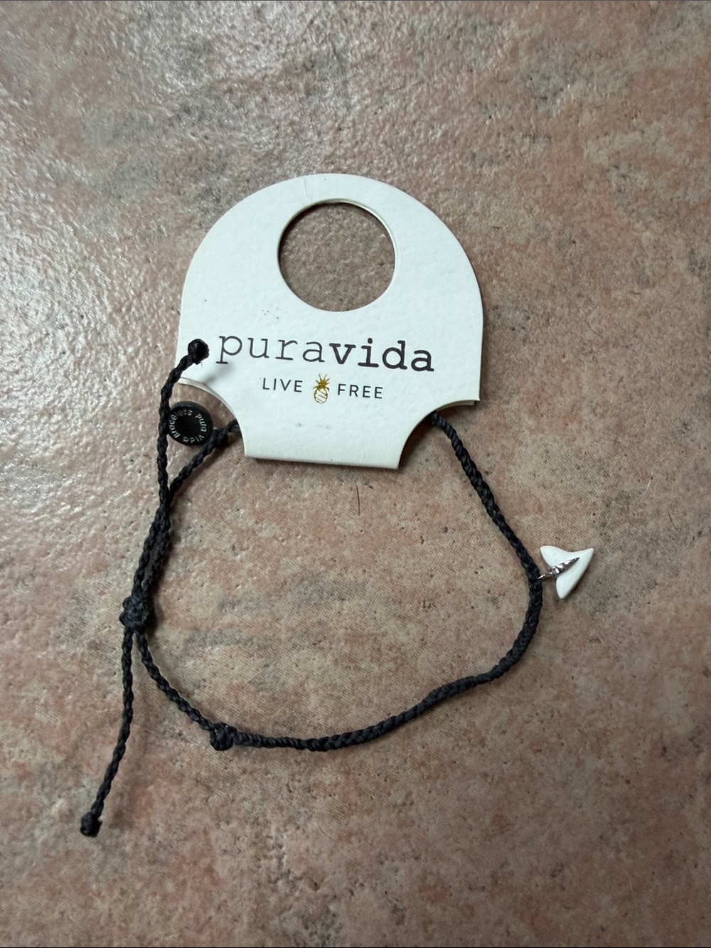 Pura Vida Black Braided Bracelet with White Shark Tooth Charm